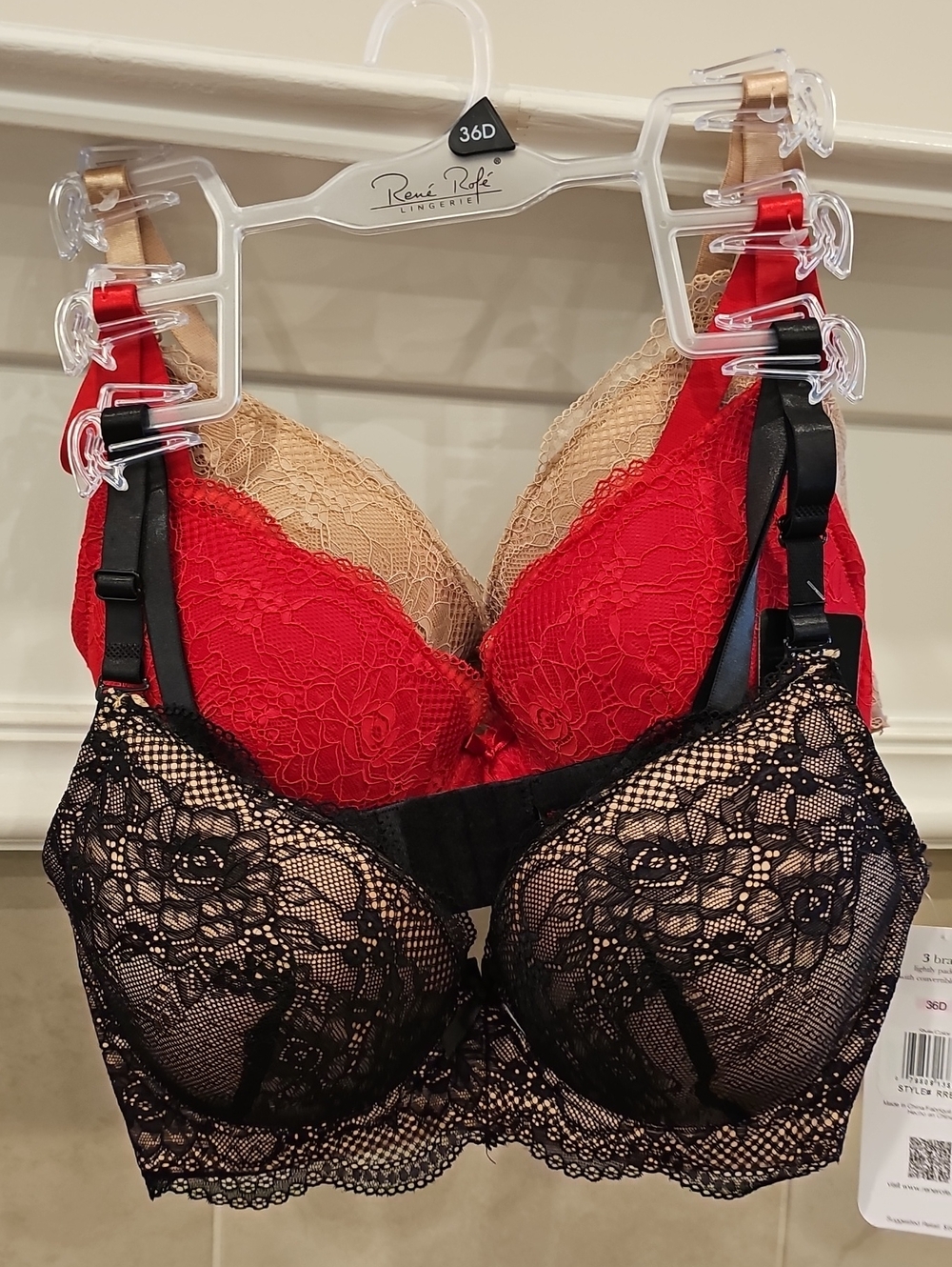 Red & Black Lace Push-Up Bra - Women Intimates
